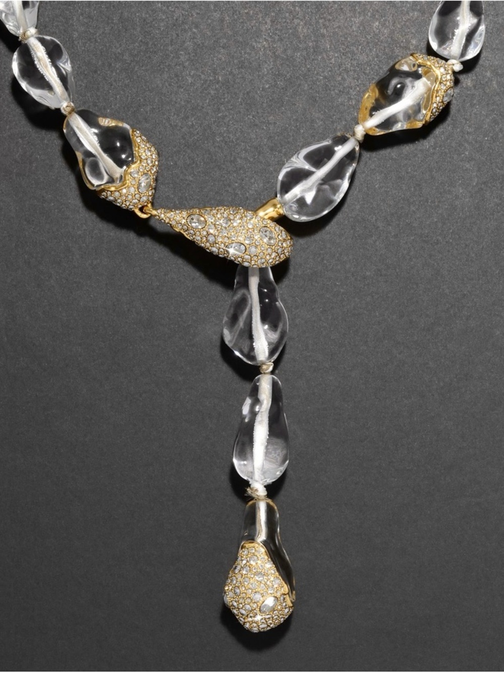 Alexis Bittar Liquid Lucite Crystal Pebble Lariat Necklace - Picture 4 of 5